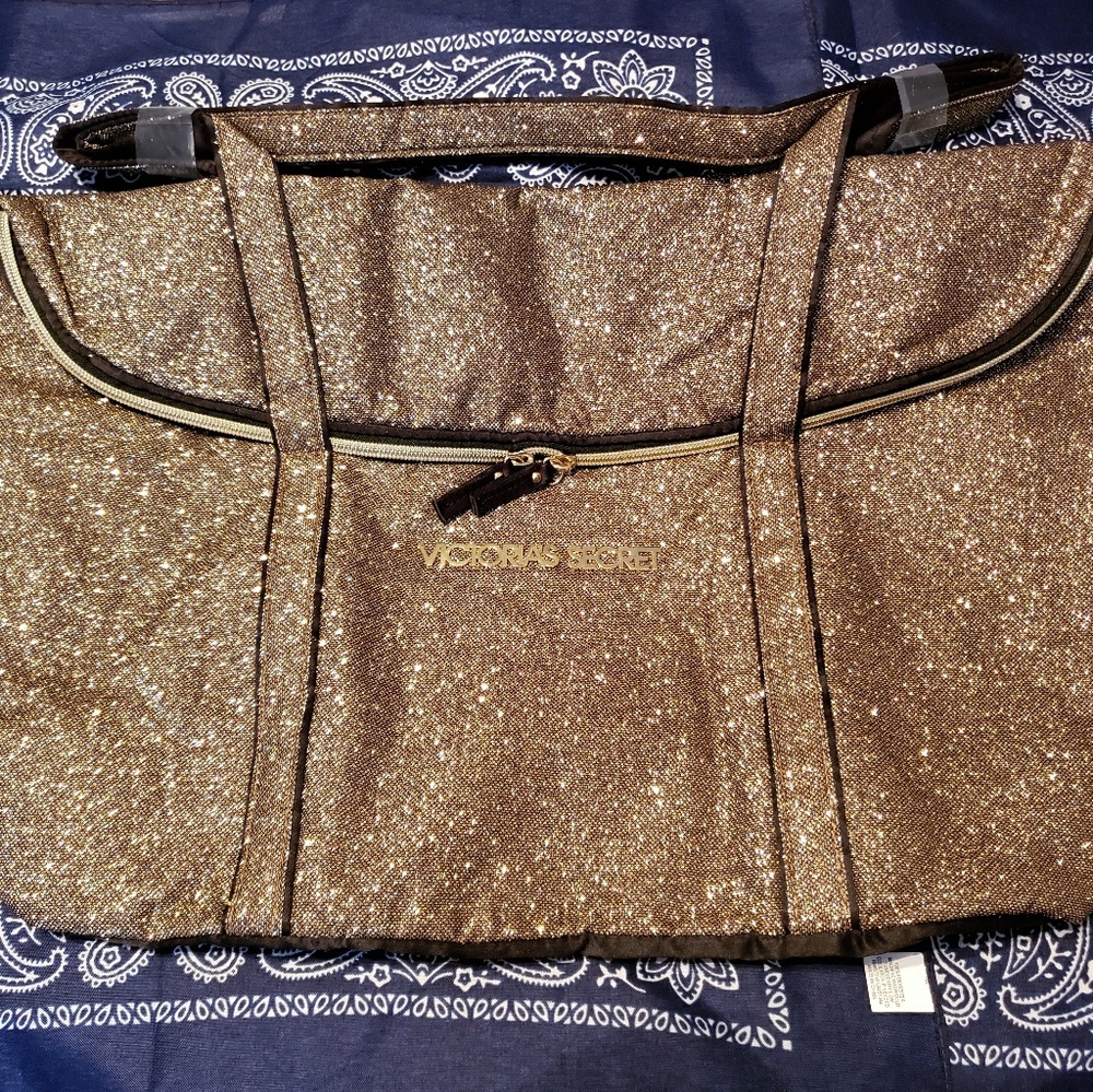 Victoria's Secret golden glitter large bag